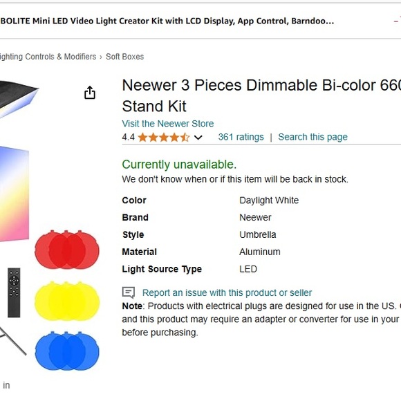 Neewer 3 pieces Dimmable Bi-color 660 LED Video and Photo Light and Stand Kit - Picture 5 of 9